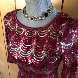 Red Burgundy Sequined party dress